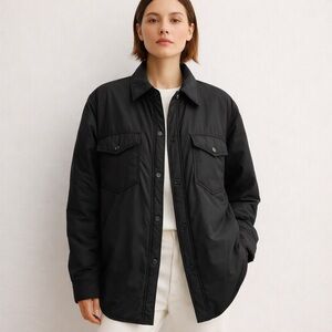 Wilfred Free Primaloft Insulated Shirt Jacket Black Snap Front Women’s Size XS